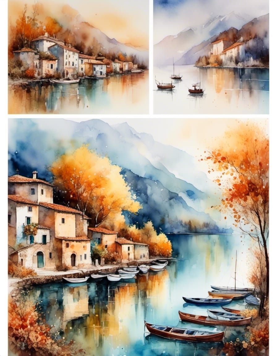 beautiful landscape golden automn Gardasee in Italy