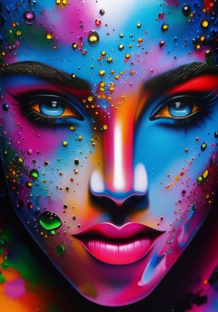 Colorful Hyperrealistic Woman in Splash Art Style