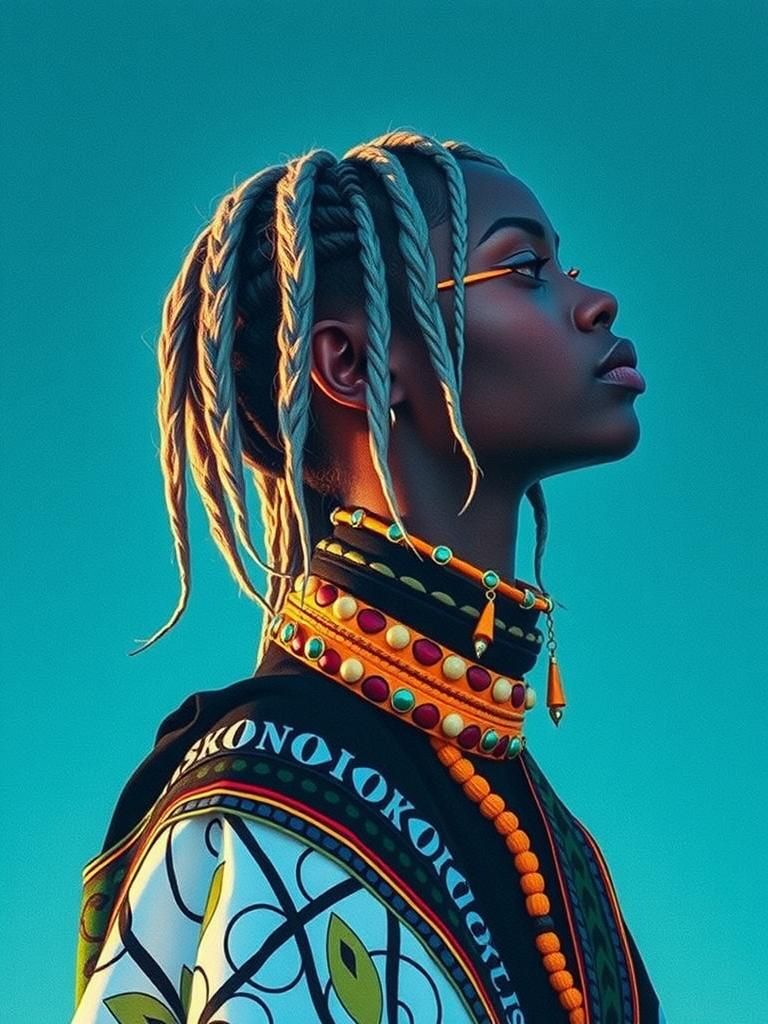 Young Black Woman in Traditional African Dress
