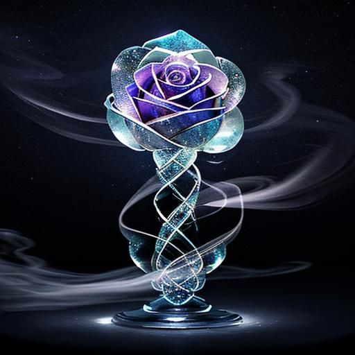 Transparent Rose with Silvery Night Sky