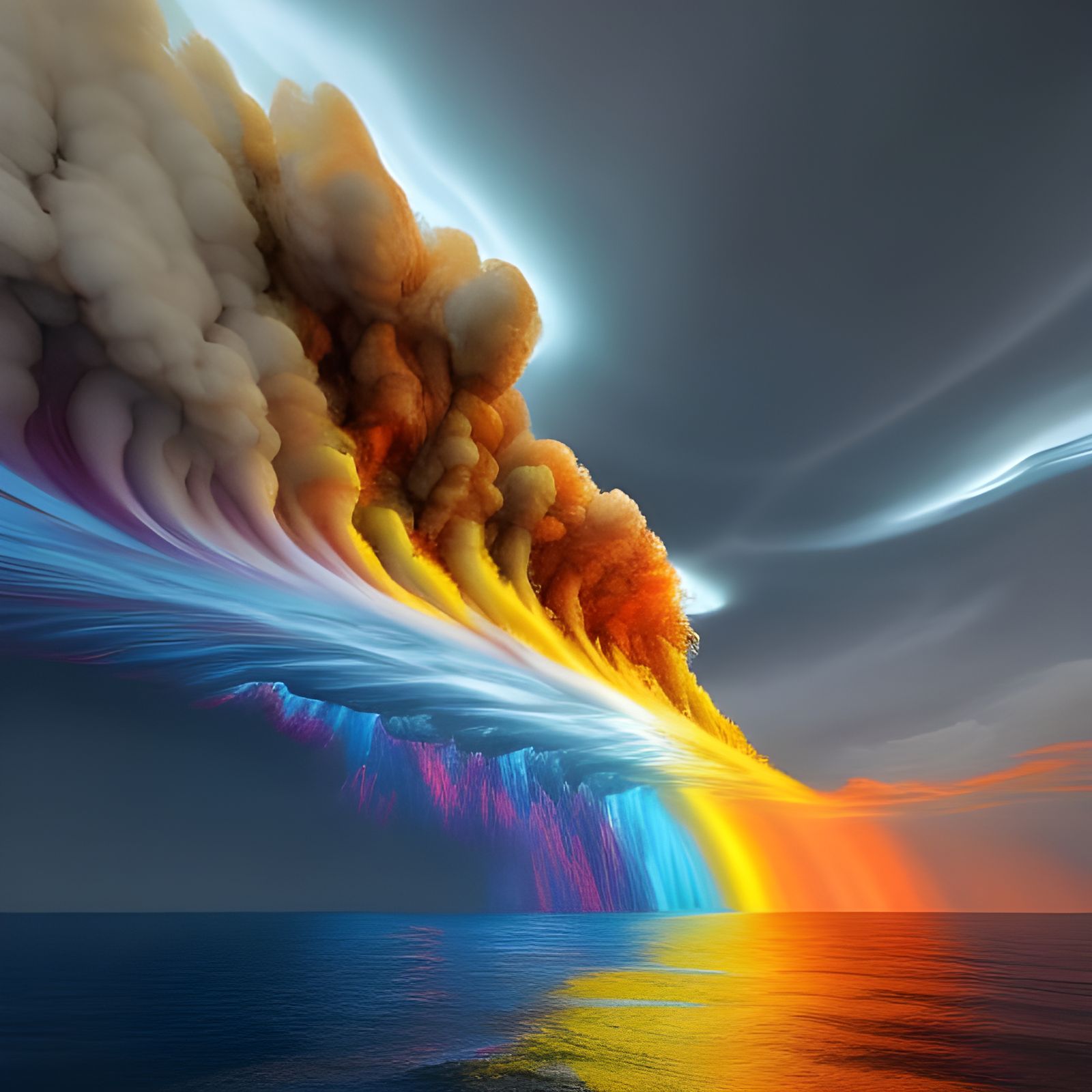 Dramatic Superstorm Over the Sea as Impasto Painting