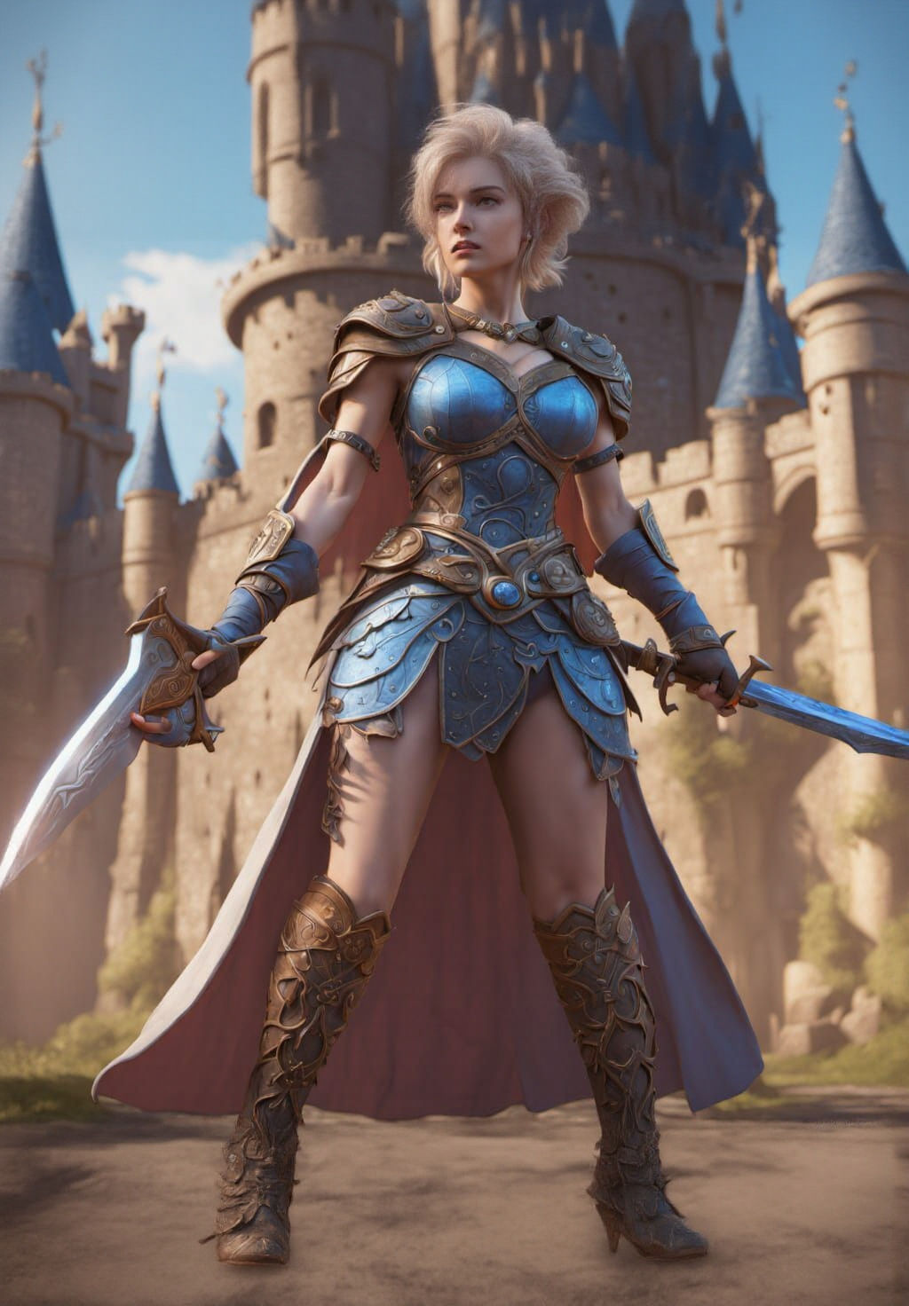 Cinderella as Warrior Princess in Fantasy Castle