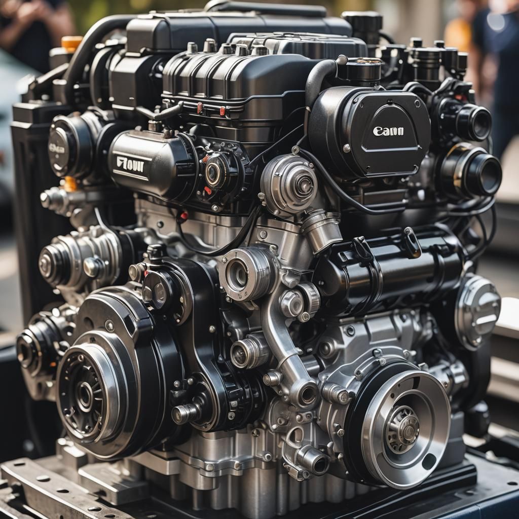 Detailed V8 Engine in Professional Photography Style