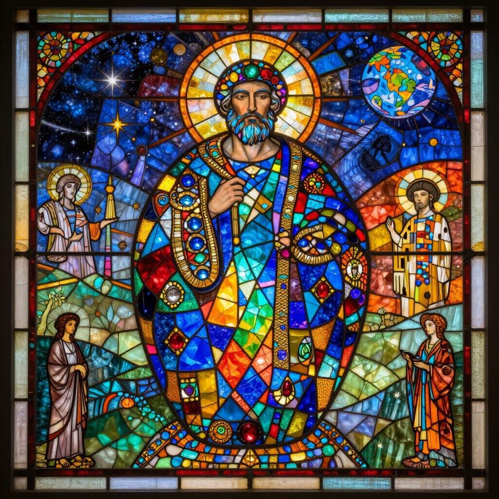 Luminous Philosopher's Stone in Neo-Byzantine Mosaic Style