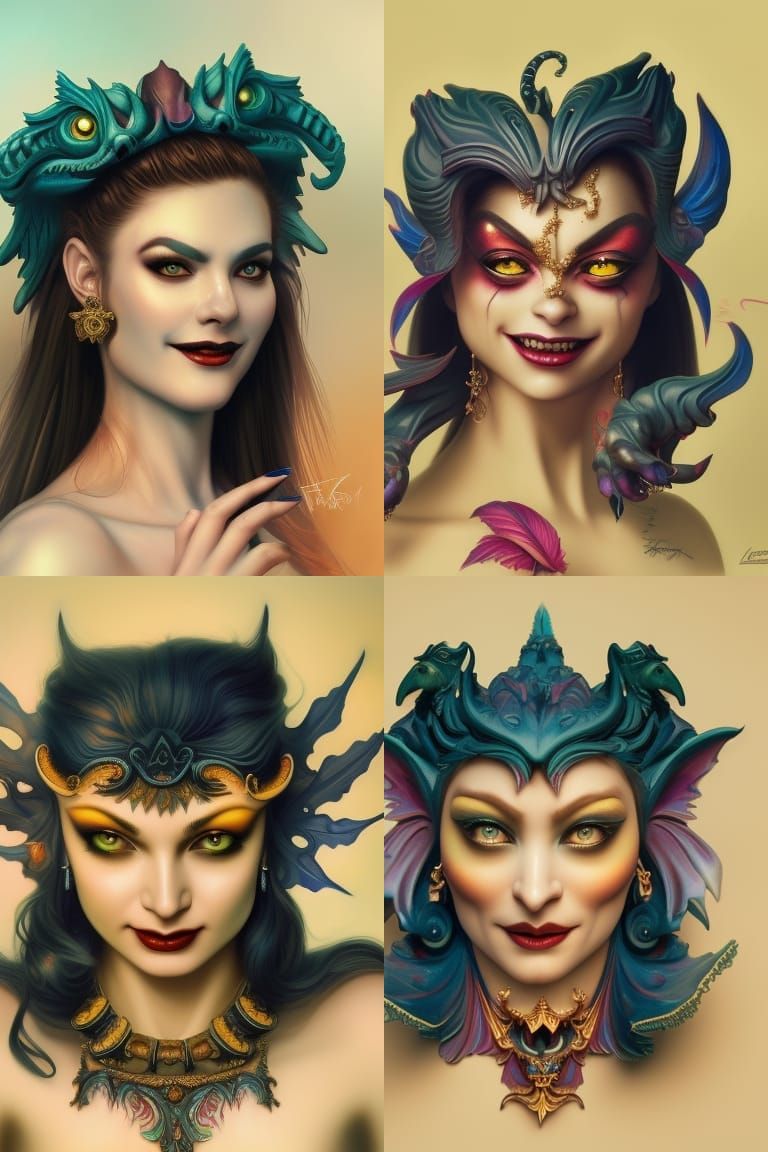 Elegant Female Gargoyle with Devious Smile