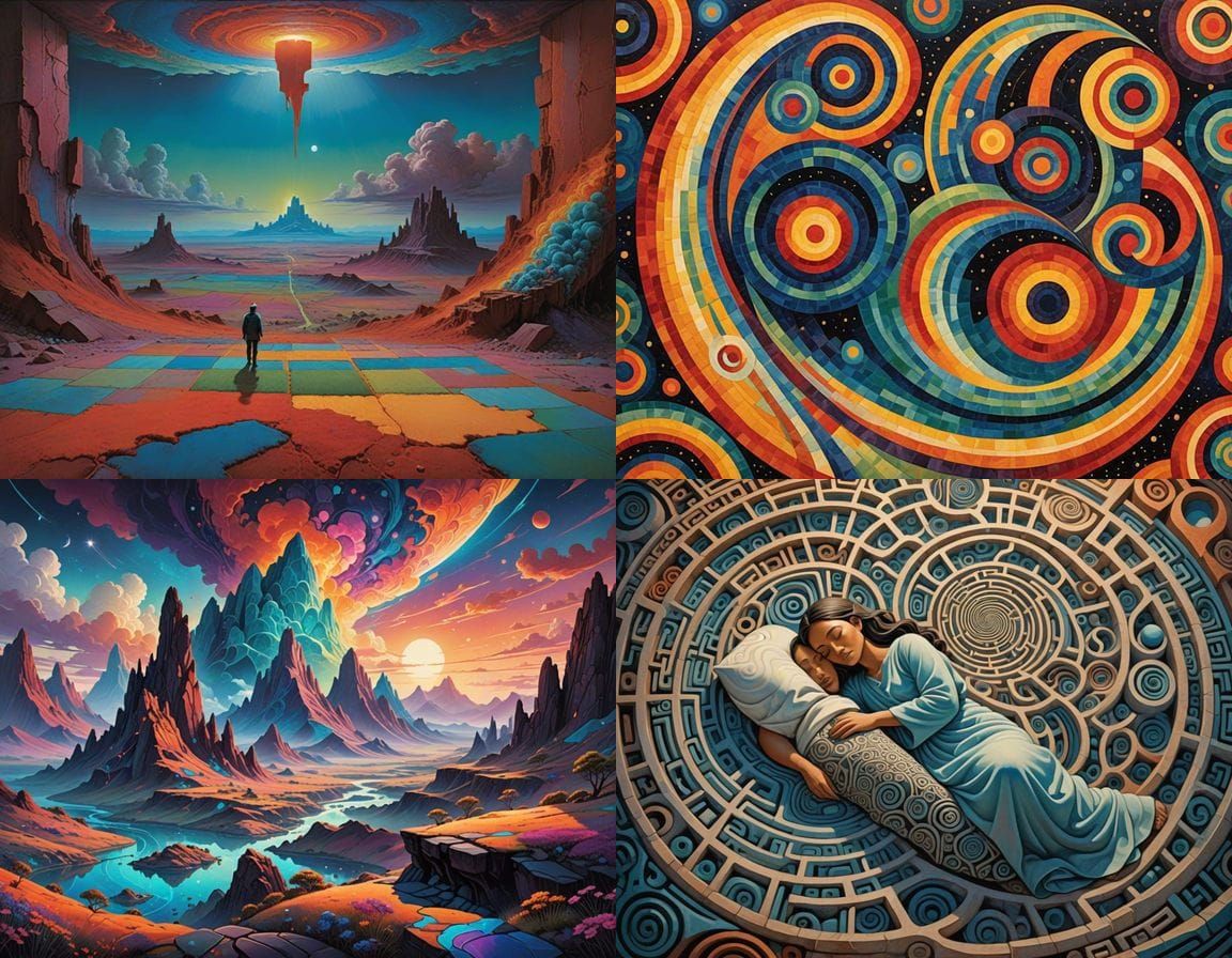 Vibrant Synchromism Dreamscape Geoglyph in Surrealism