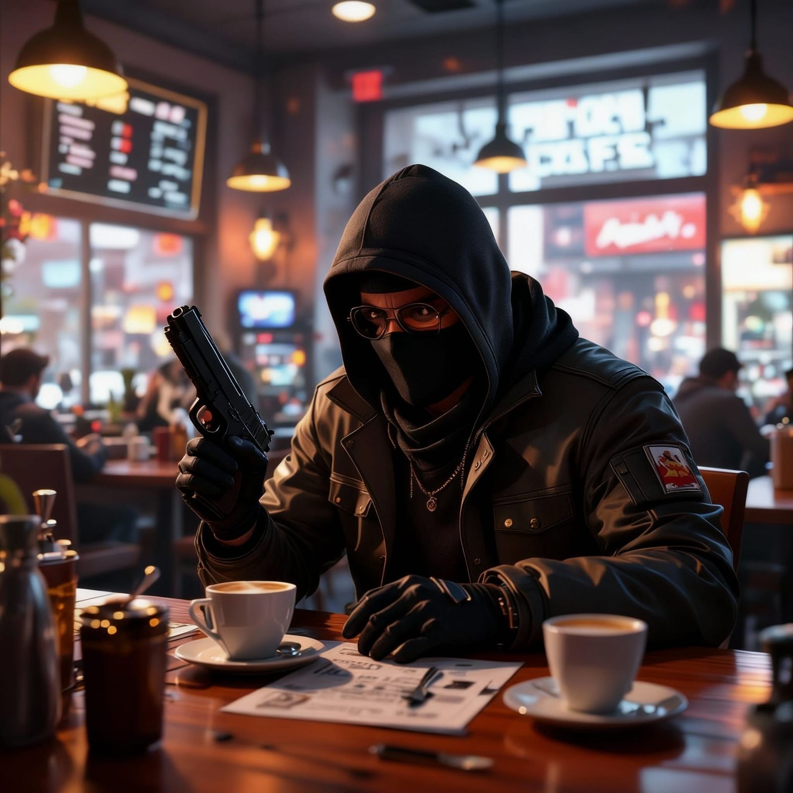 Man Holding Firearm in Dramatic Scene