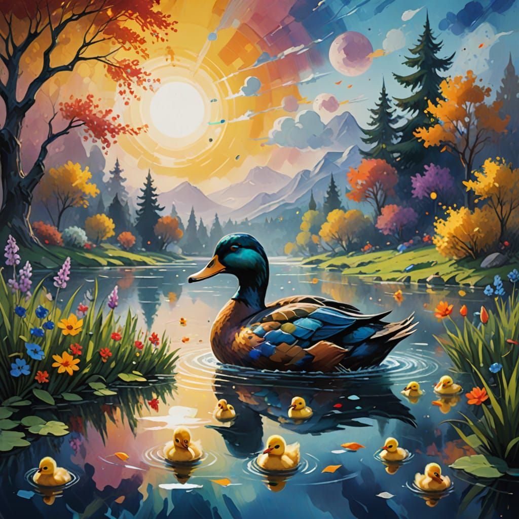 Serene Lake Scene in Vibrant Watercolor