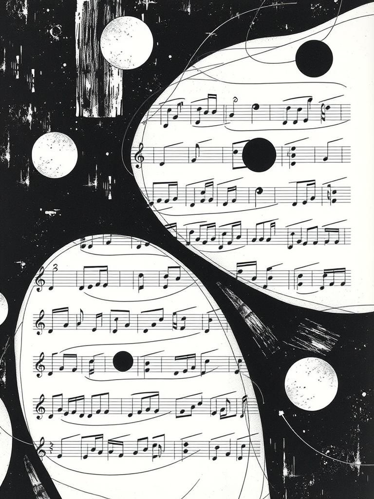 Avant-Garde Graphic Score with Geometric Shapes