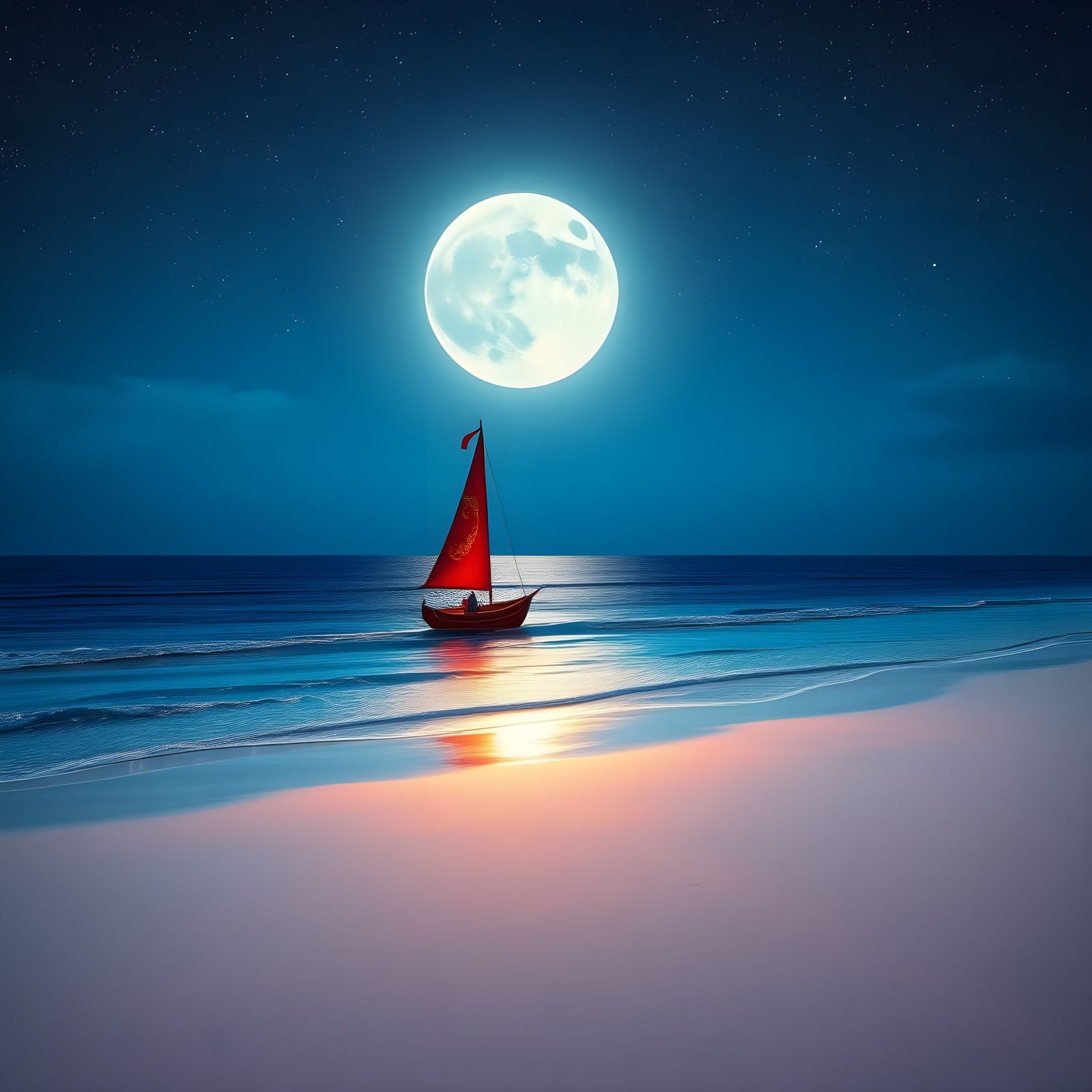 Luxurious Beach Scene under Starlit Night Sky