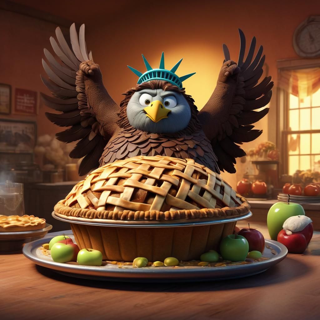 Statue of Liberty Eagle Woman with Apple Pie