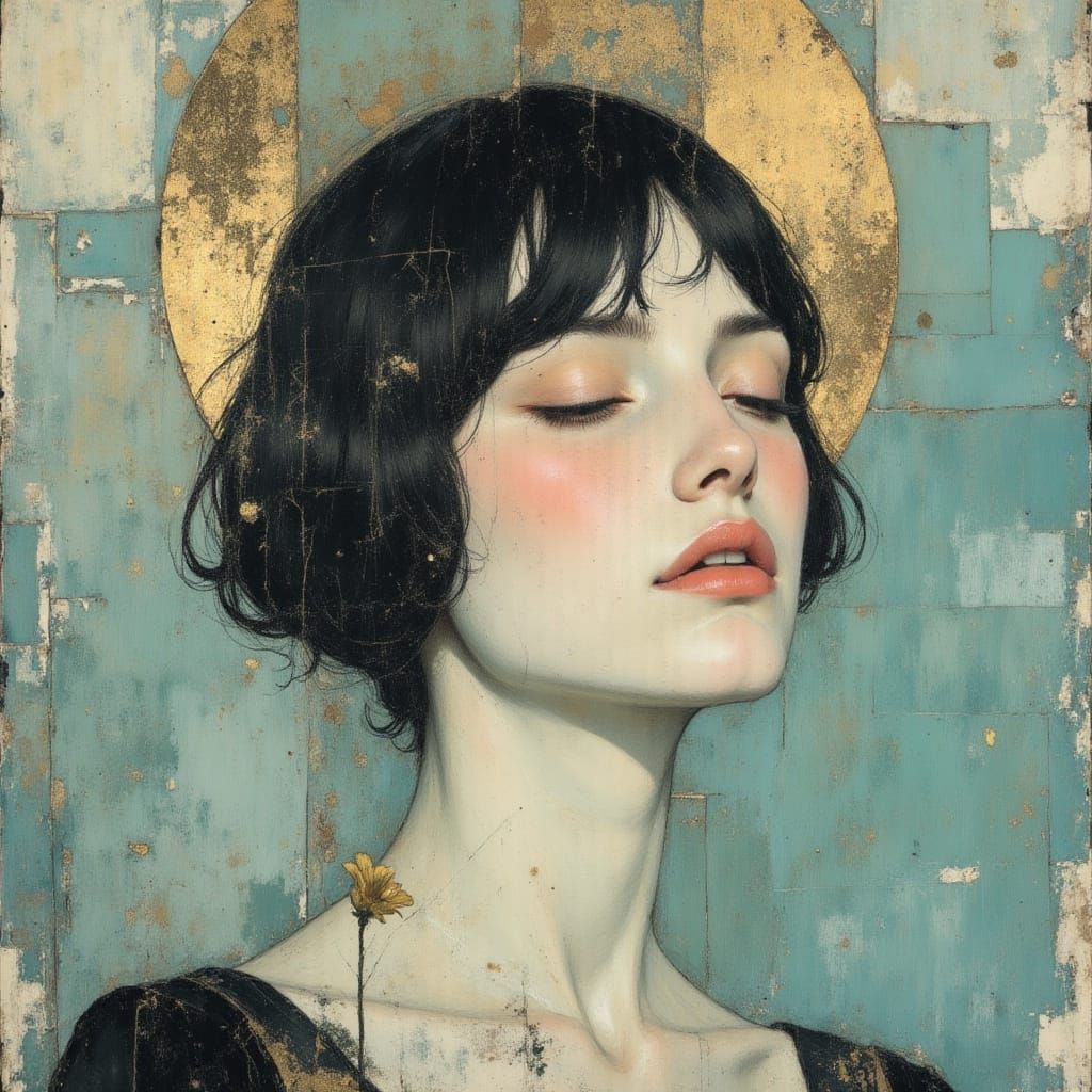 Androgynous Figure with Halo in Pastel Colors