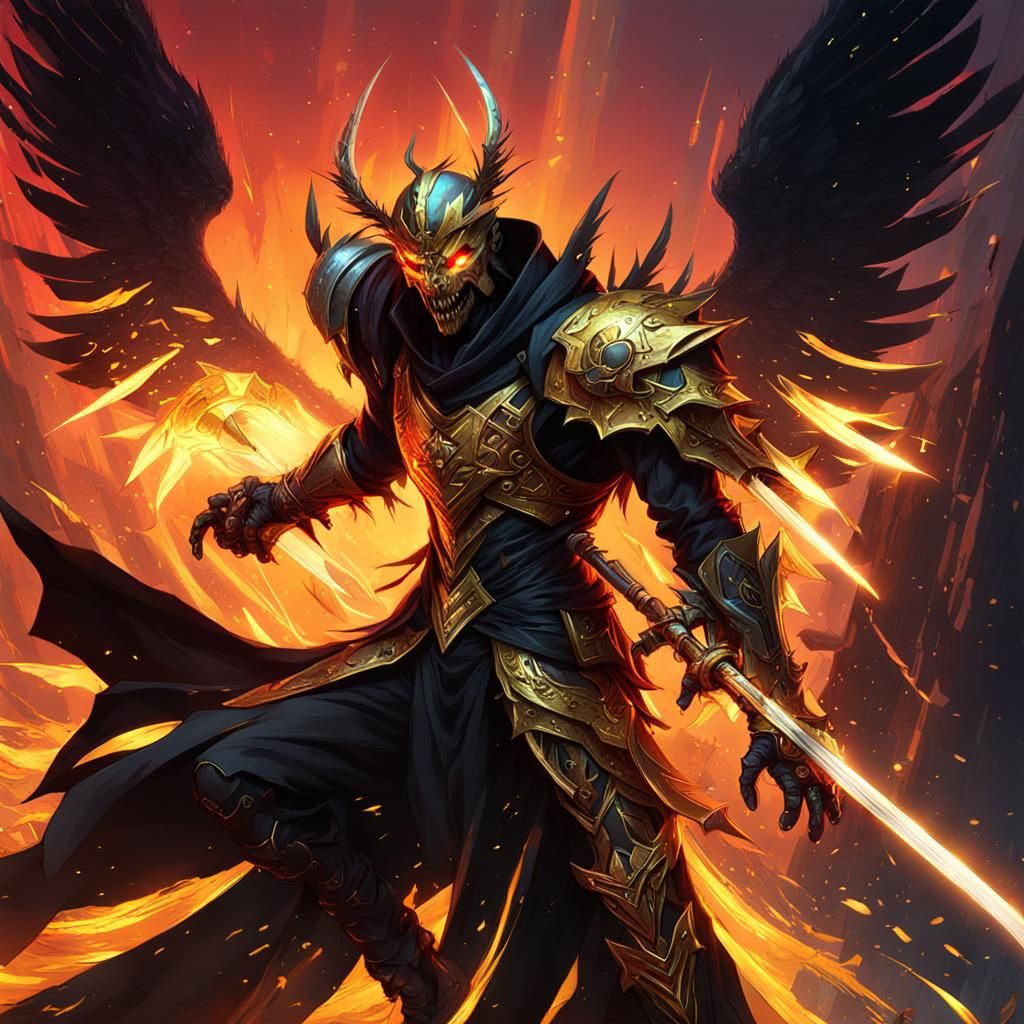 Epic Undead Shadow Assassin with Gold Wings