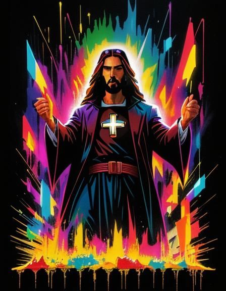 Jesus Christ Resurrection in Graffiti Art Style