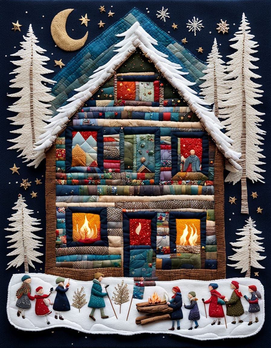 Cozy Christmas Eve Scene in a Snowy Icelandic Cabin