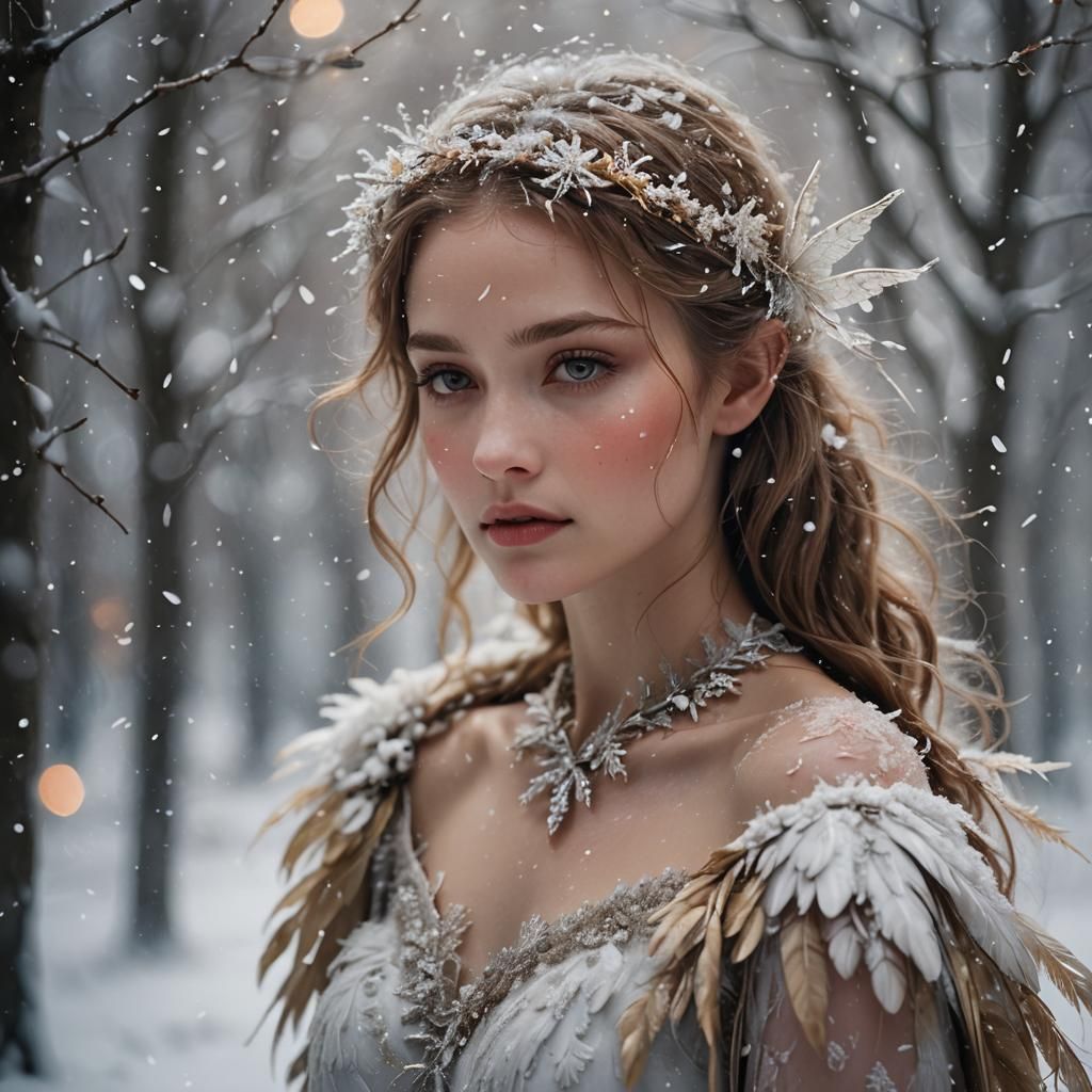 Ethereal Winter Fae in Dreamy Soft Focus