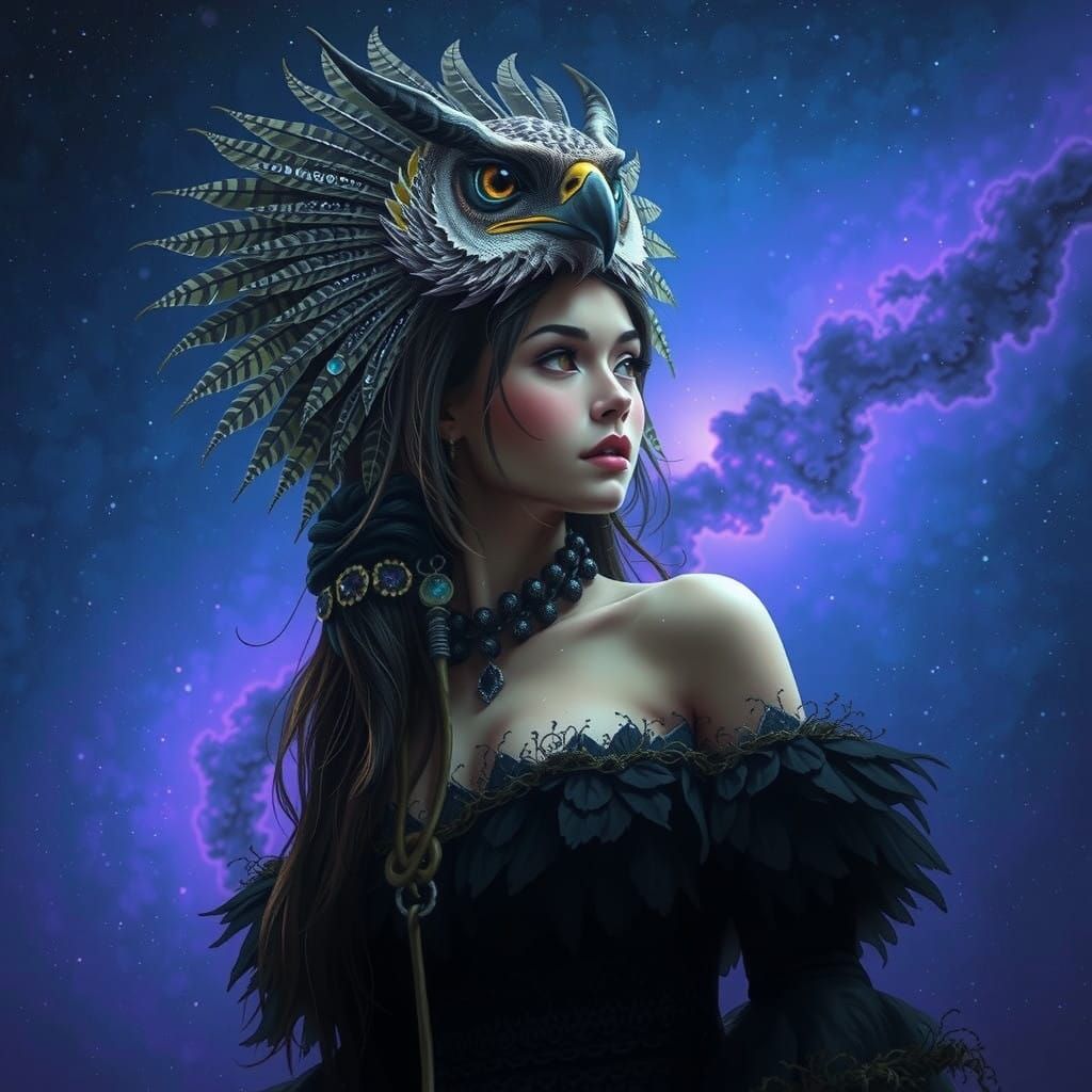 Majestic Eagle Soars Above Snow-Capped Mountain Peak in Dram...