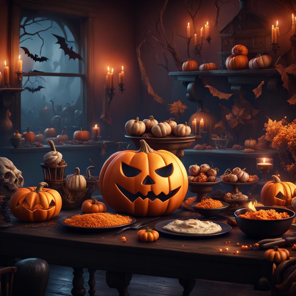 Halloween Family Art Food in Detailed Matte Painting