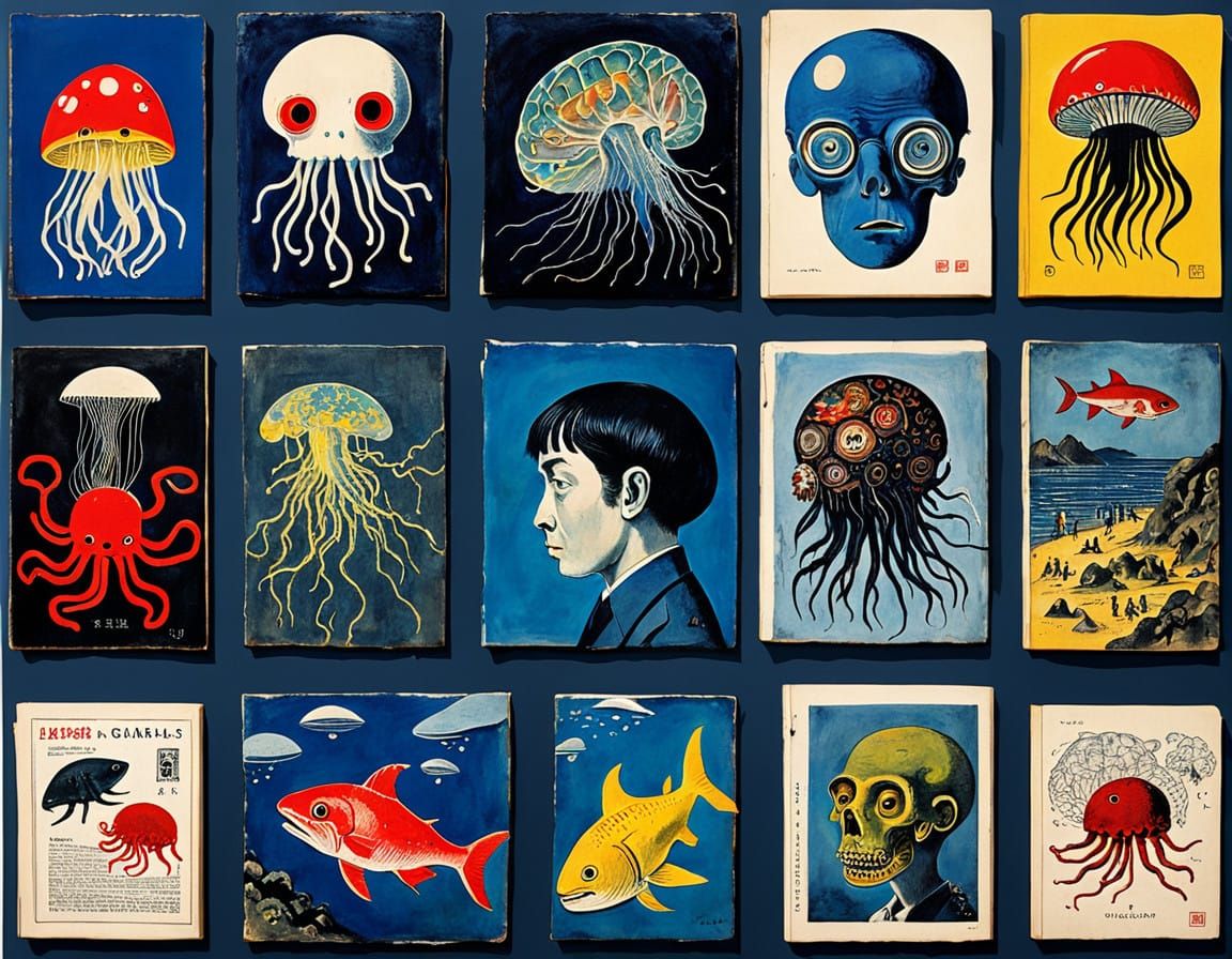 Stylized Woodblock Art: A Diseased Hybrid Creature