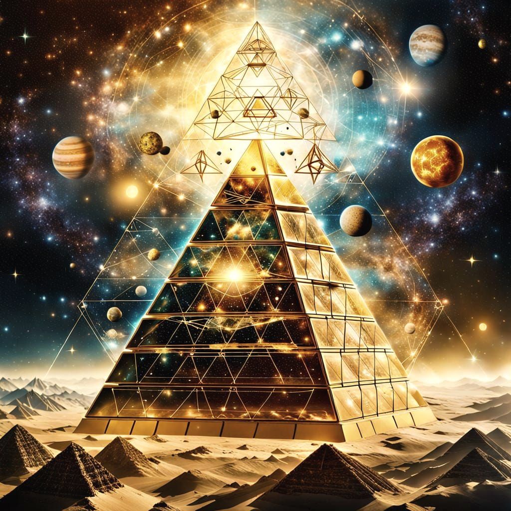 Golden Pyramid Immersed in Galactic Universe
