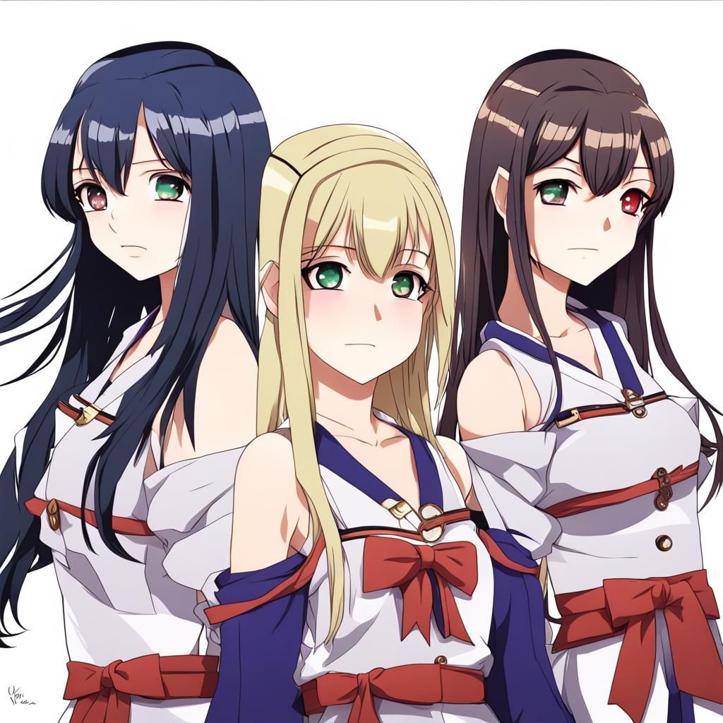 Anime Girls in Japanese Manga Style