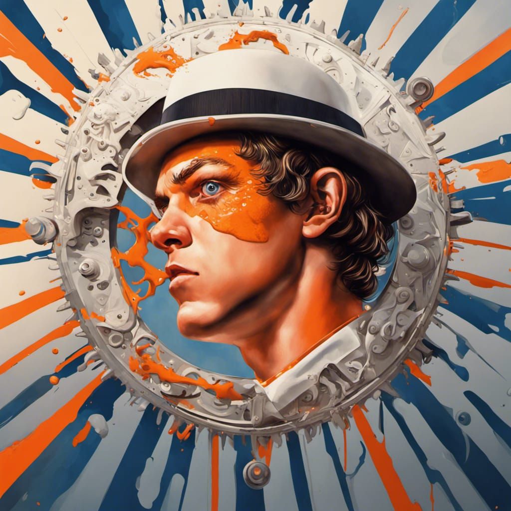 Hyperrealistic A Clockwork Orange Splash Art