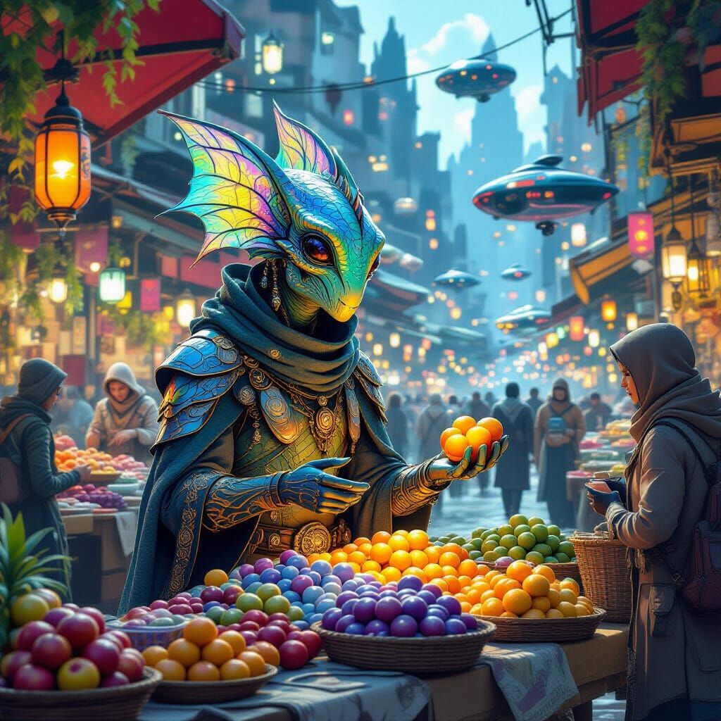 Alien Fruit Market on a Distant World