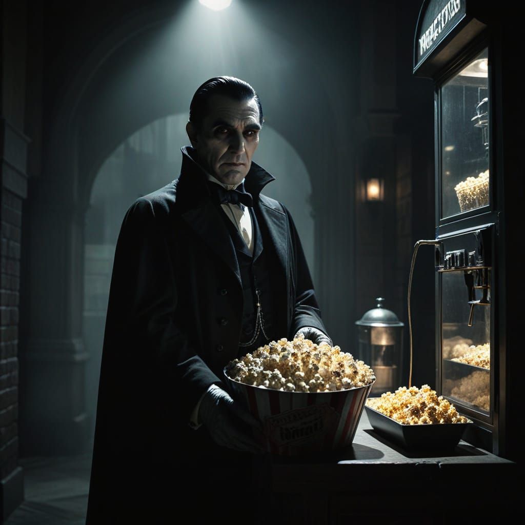 Bela Lugosi as Count Dracula in a Vintage Cinema Theater Lob...