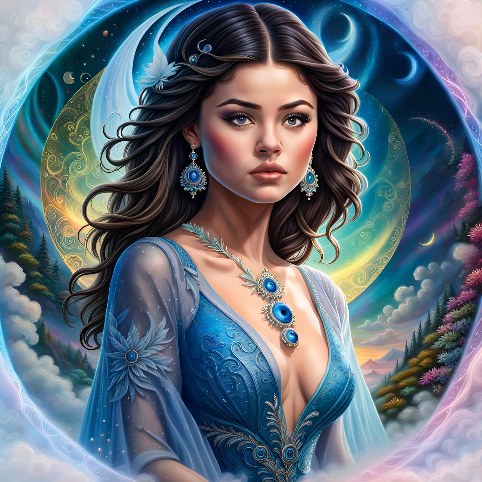 Yin Yang Portrait: Selena Gomez in Ethereal Style