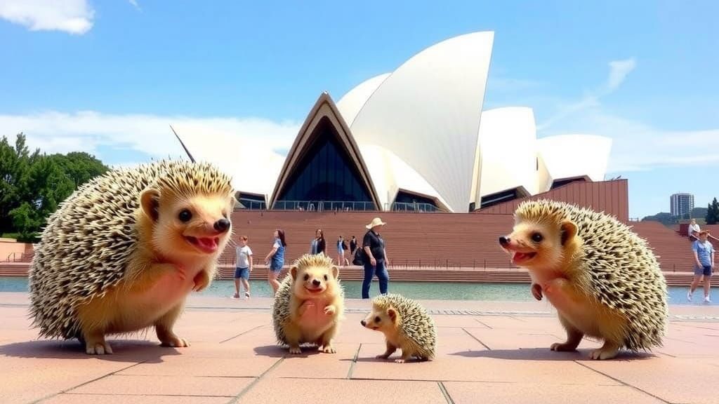 Hedgehog  Family visit Australia Opera House