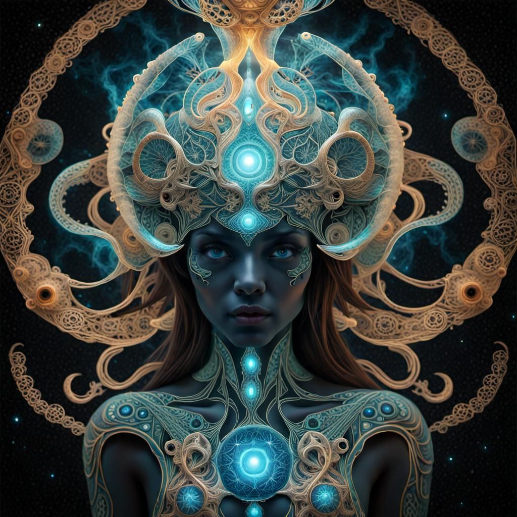 Cosmic Beings Radiate Bioluminescent Energy