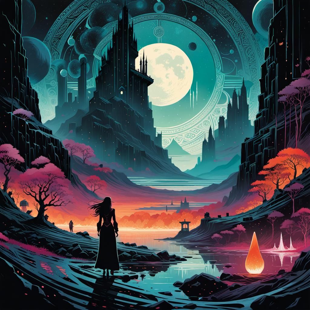 Moon castle crystal clear night