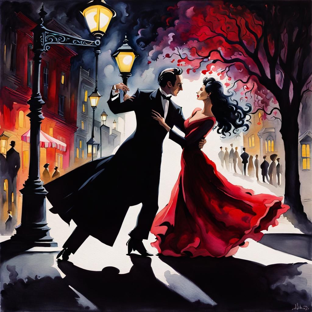 Man Dances Under Haunting Streetlight in Tim Burton-Inspired...