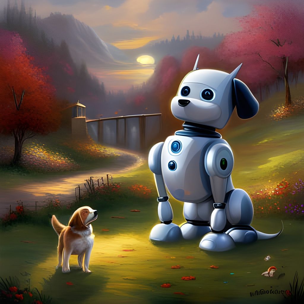 Robot Dog in Luminist Style
