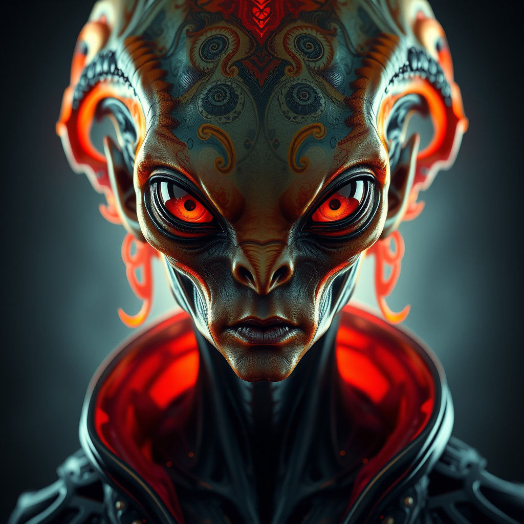 Alien Portrait in Art Nouveau Style