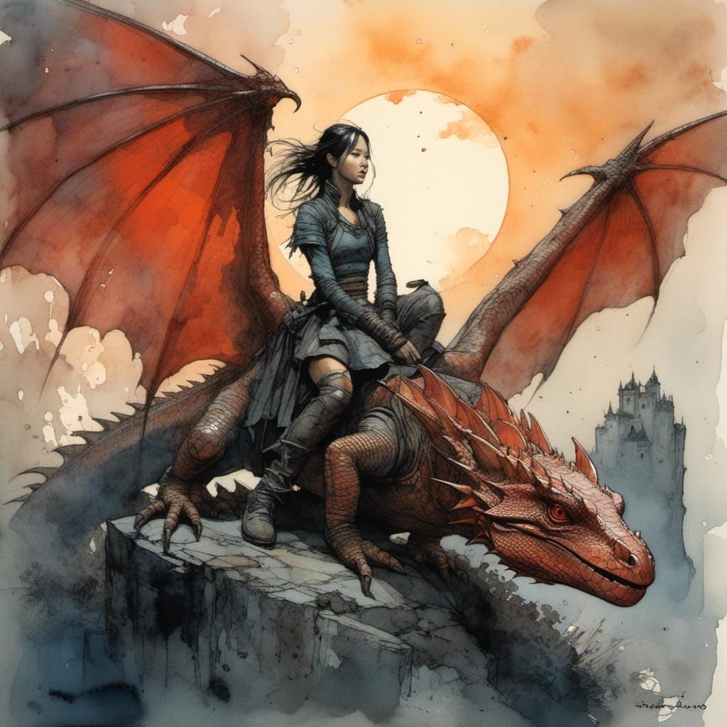 Dragon Trainer and Fire Lizard at Dawn