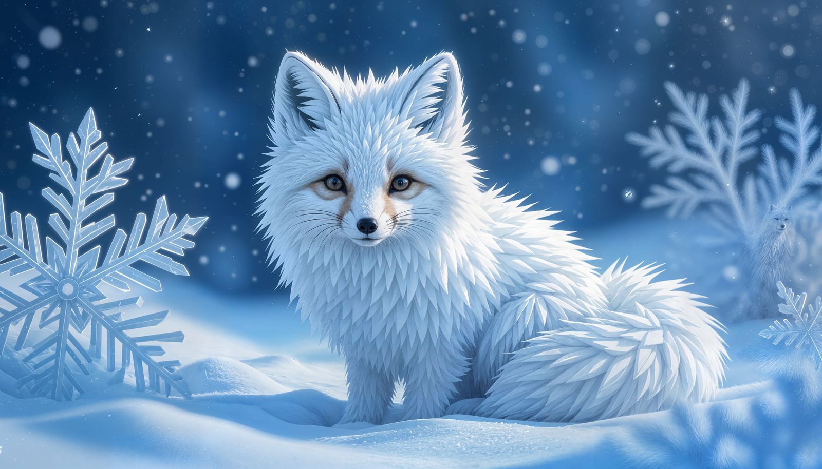 Snowflake Arctic Fox: Hyperrealistic Digital Art