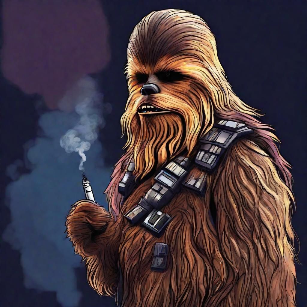 Chewbacca Smoking: Fantasy Comic Illustration