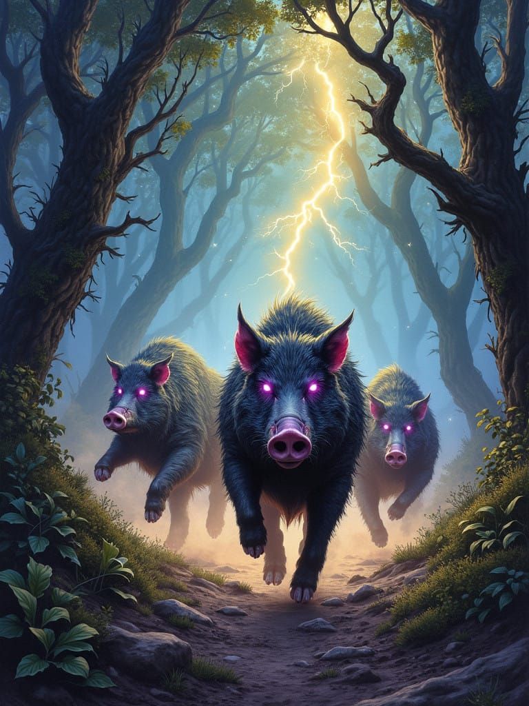 Fantasy Boars Wield Lightning Elemental Powers in Ancient Lu...