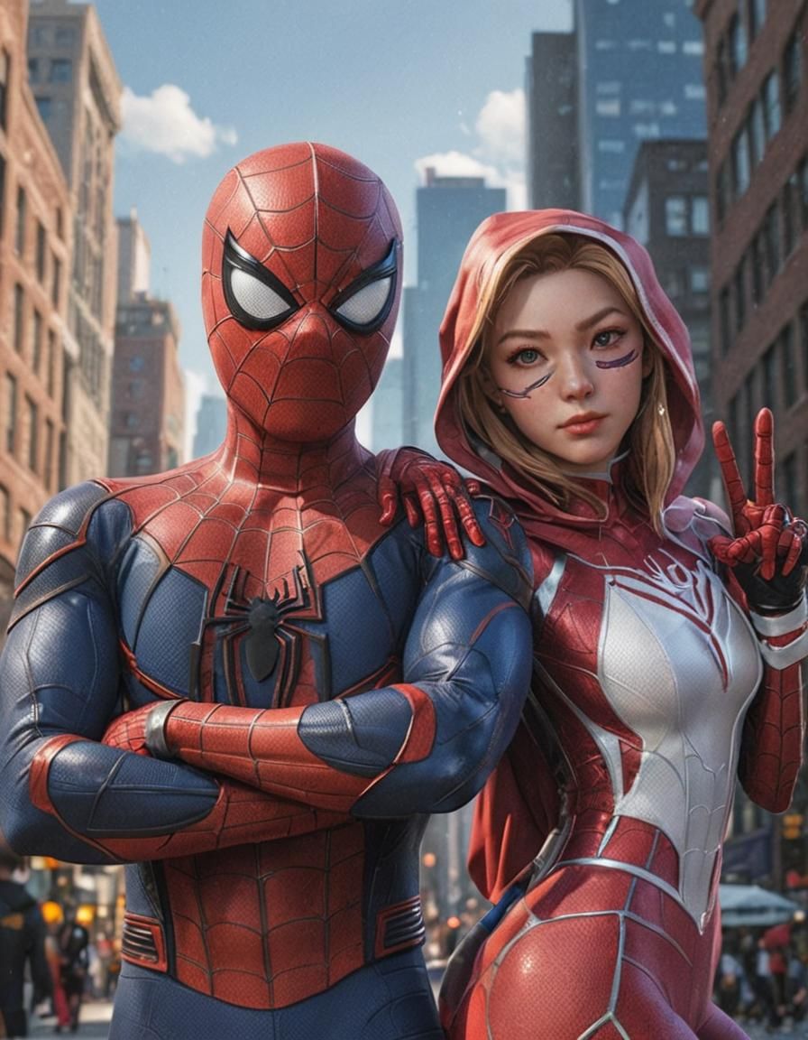 Spider-Man and Gwen Stacy: 3D Anime Art