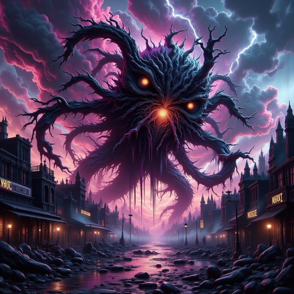 Dr Pepper Monster Devastates Ruined Town in Cyberpunk Horror