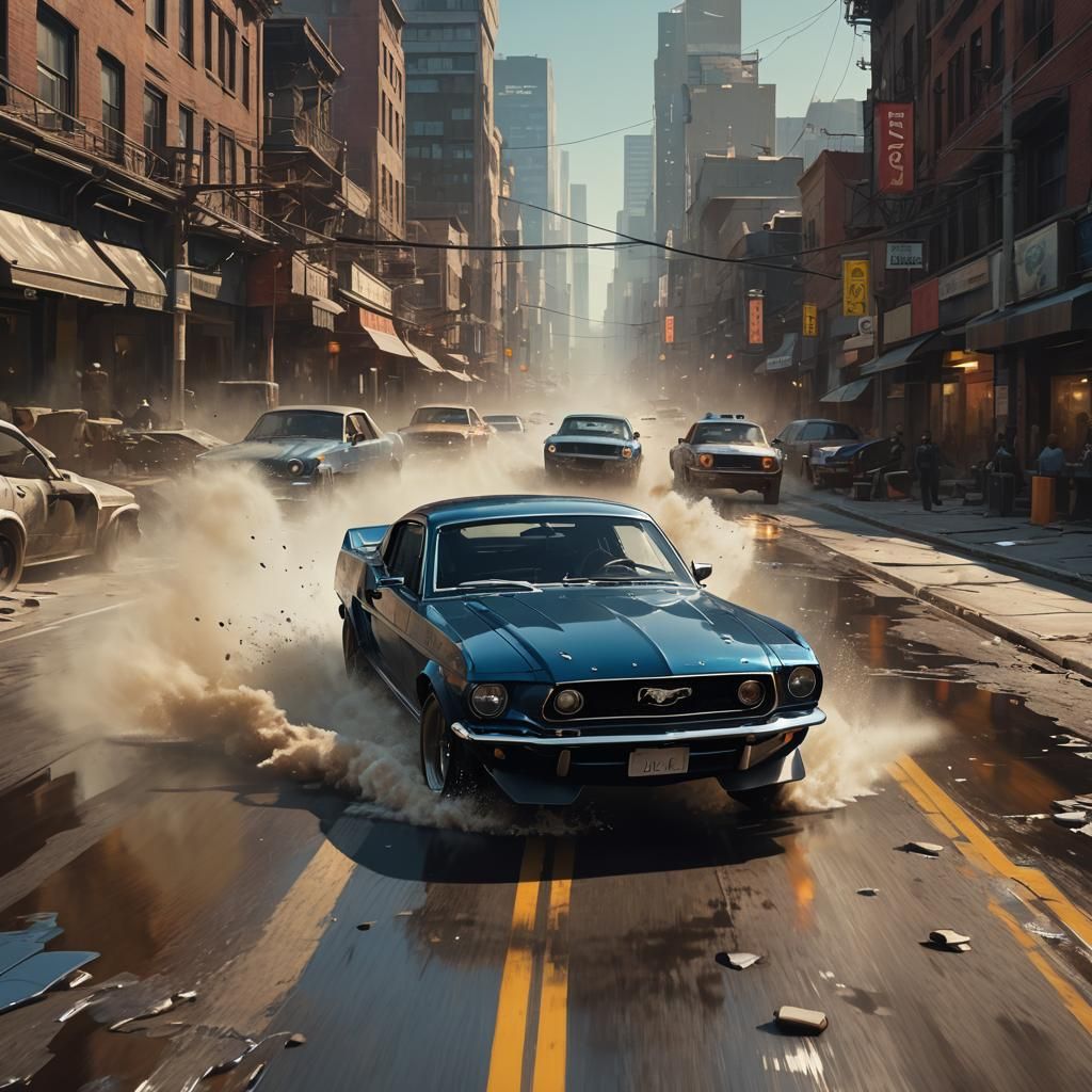 Ford Mustang Drifting: Detailed Matte Painting in 8K