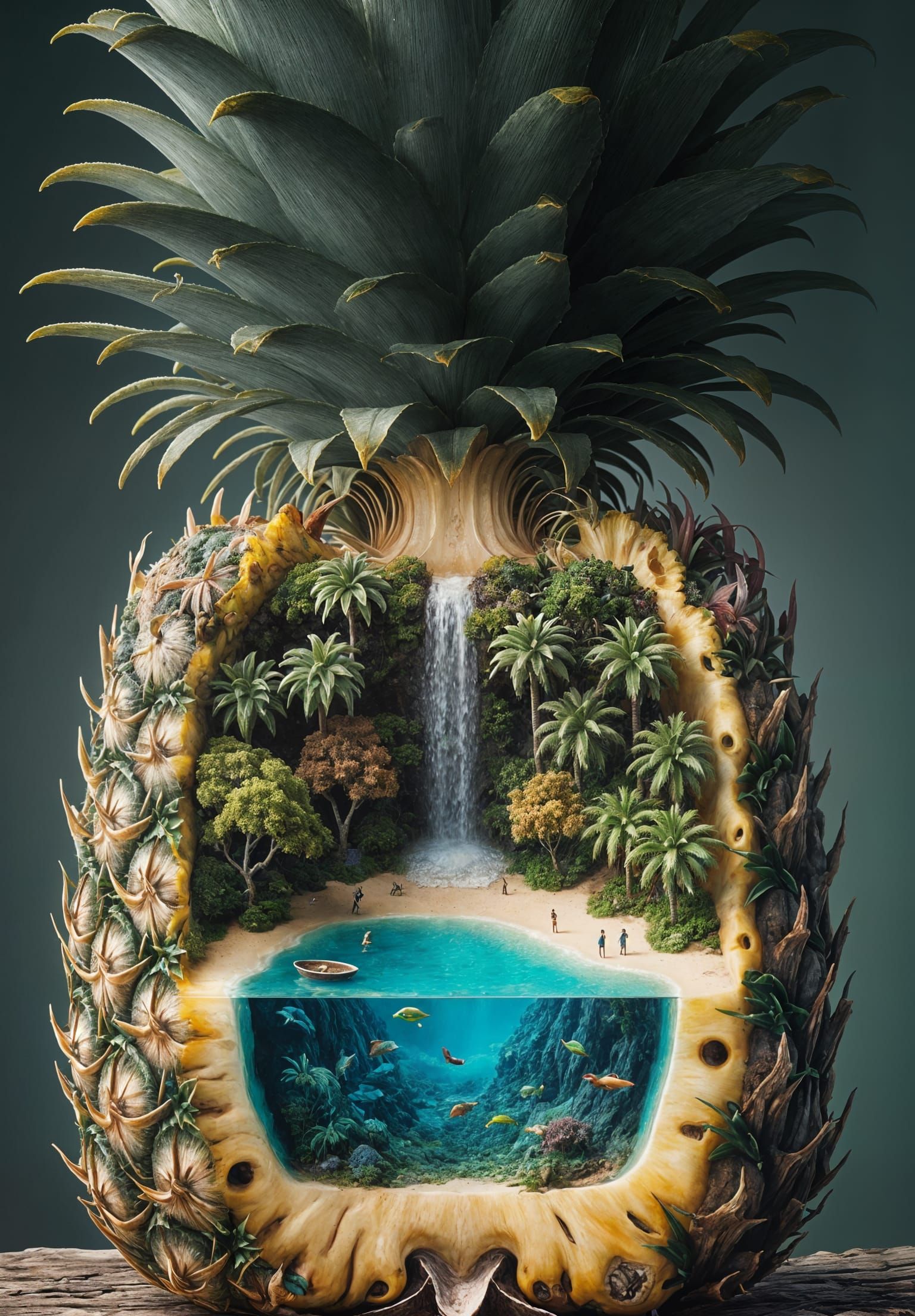 Surreal Pineapple Tropical World Microcosm
