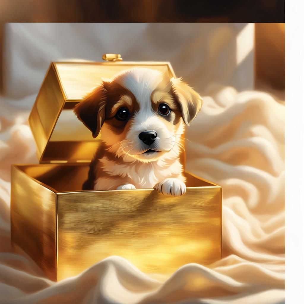 Golden Hour: Pup Emerges in Warm Light