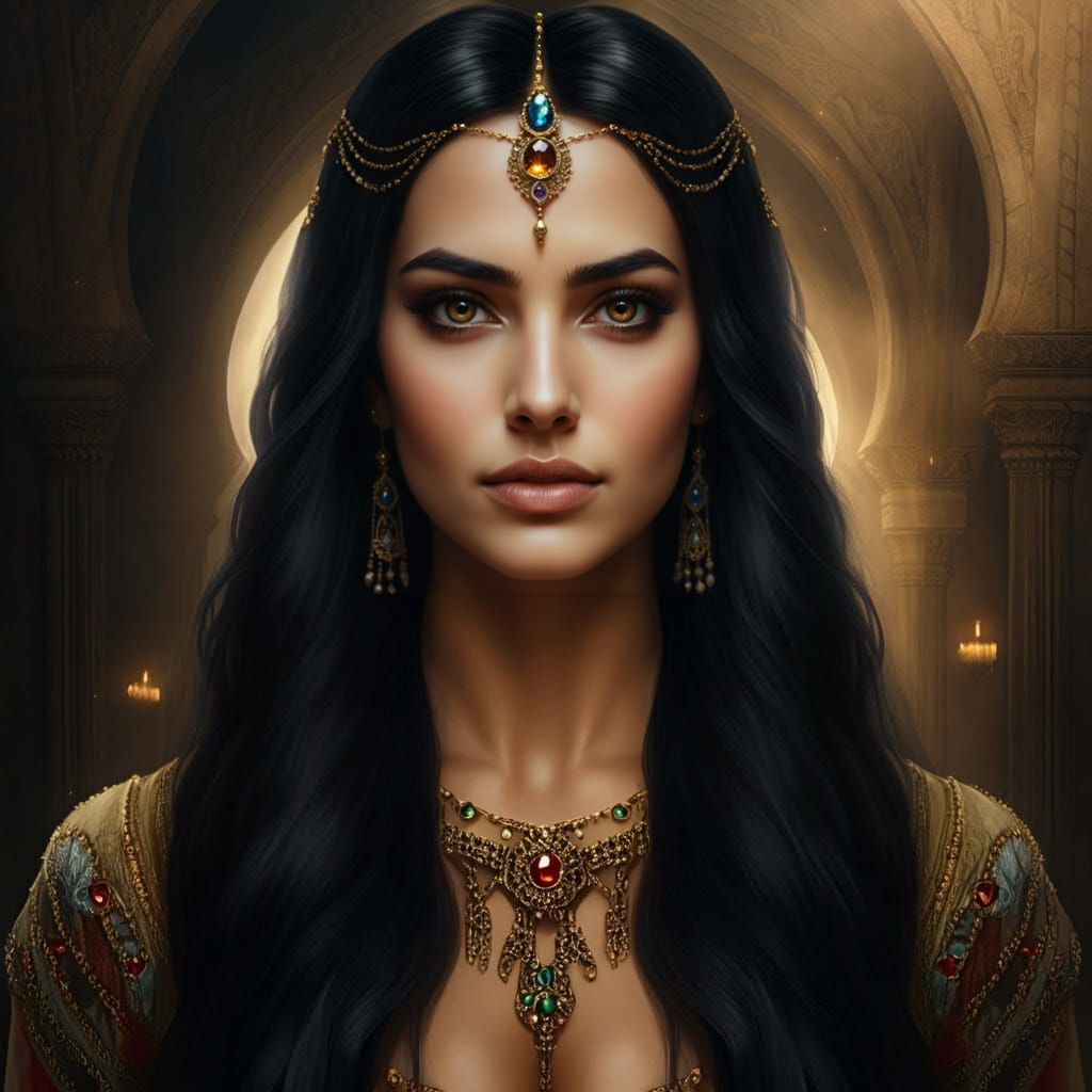 Ethereal Arabian Princess in Opulent Digital Painting