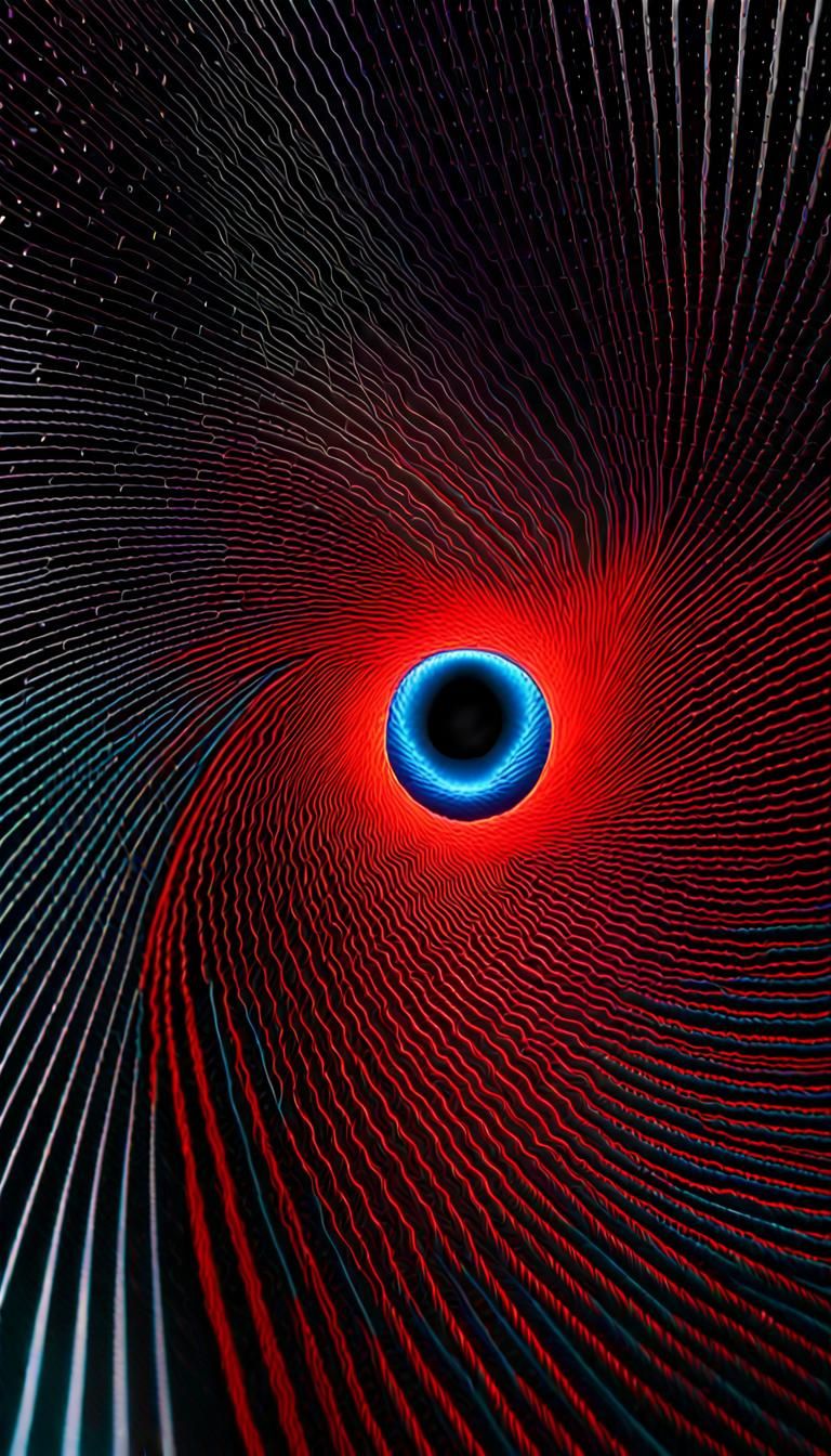 Black Hole Absorbing Quasar with 3D Neon Effects