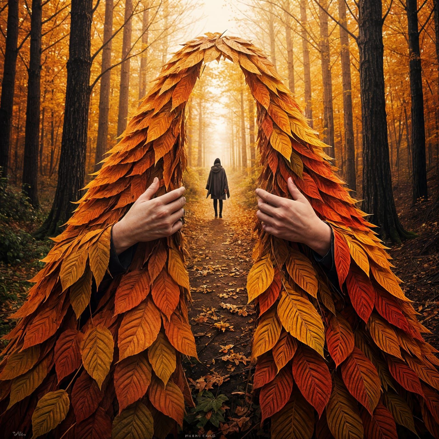 Autumn Figure Forest Portal