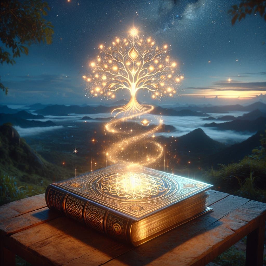 Golden Book Under Celestial Moonlight: A Symbol of Spiritual...