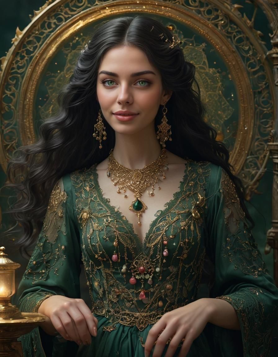 Mystical Elementalist Emerges from Abyss in Fantasy Style