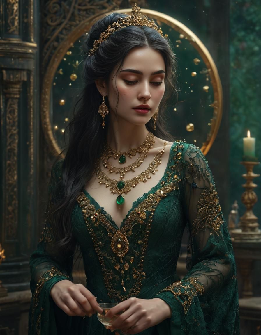 Mystical Aristocratic Woman Emerging from the Abyss